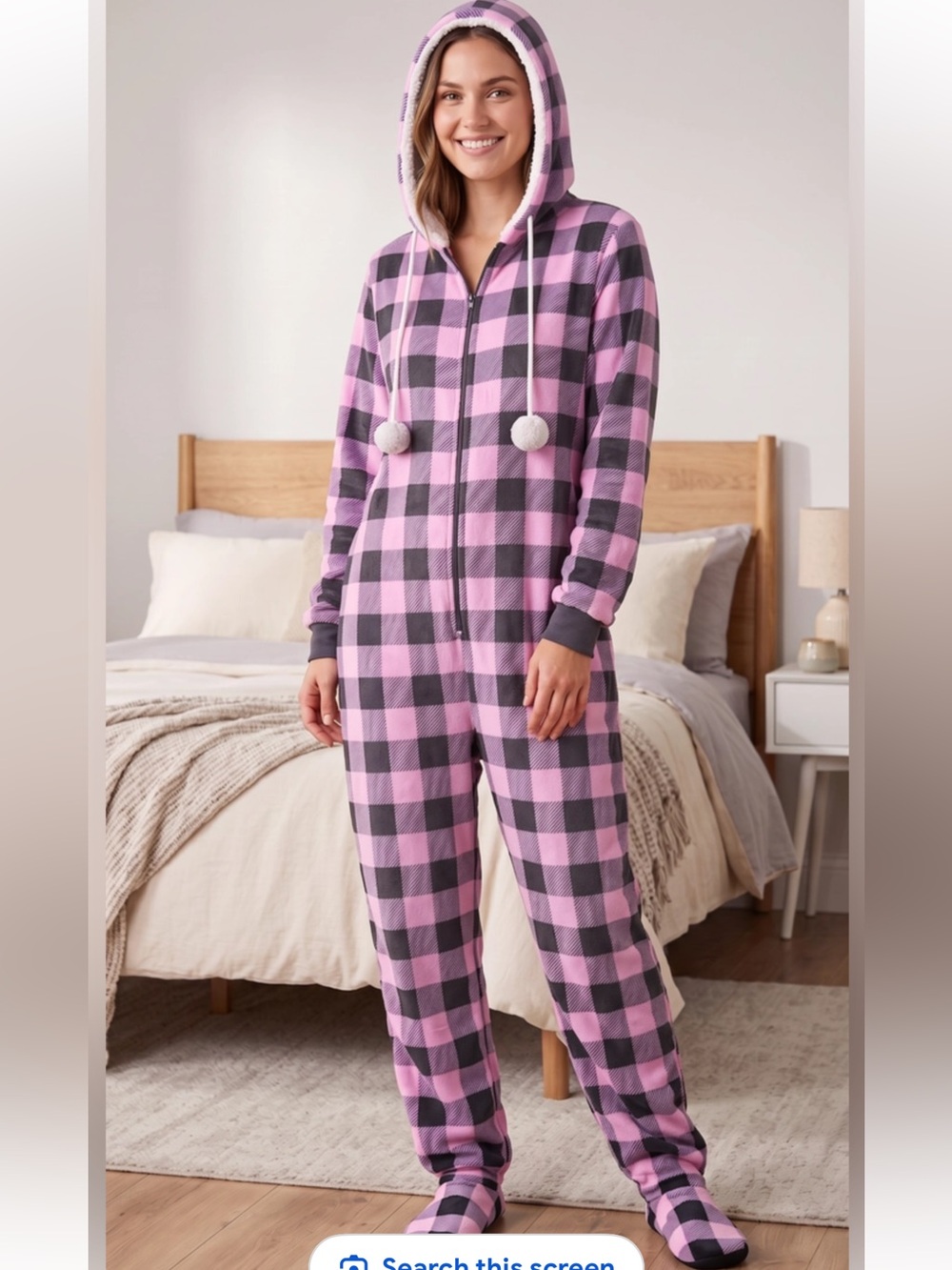 Just Love Pink and Black Plaid Pajama Onesie